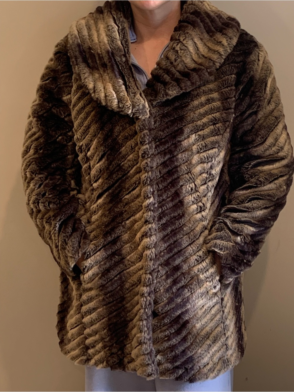 Alfani Brown Faux Fur Jacket